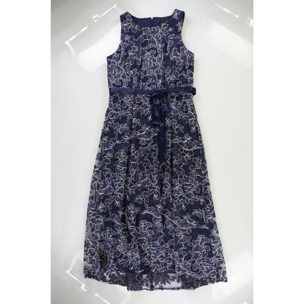 ALEX & EVE Womens Embroidered Cocktail Dress, Blue, 8, DM